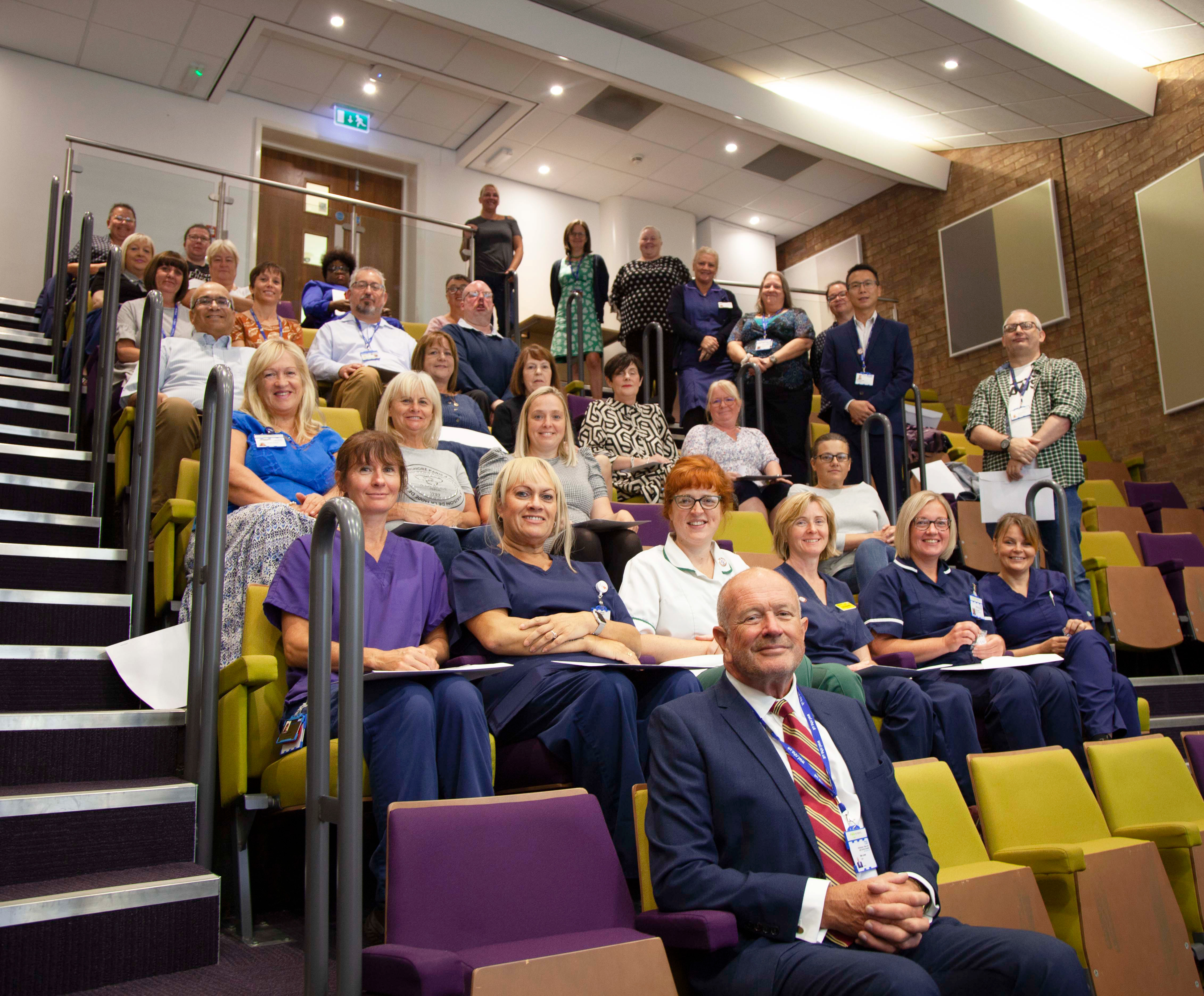 WWL colleagues celebrating Long Service Awards at the Medical Education Centre in Wigan