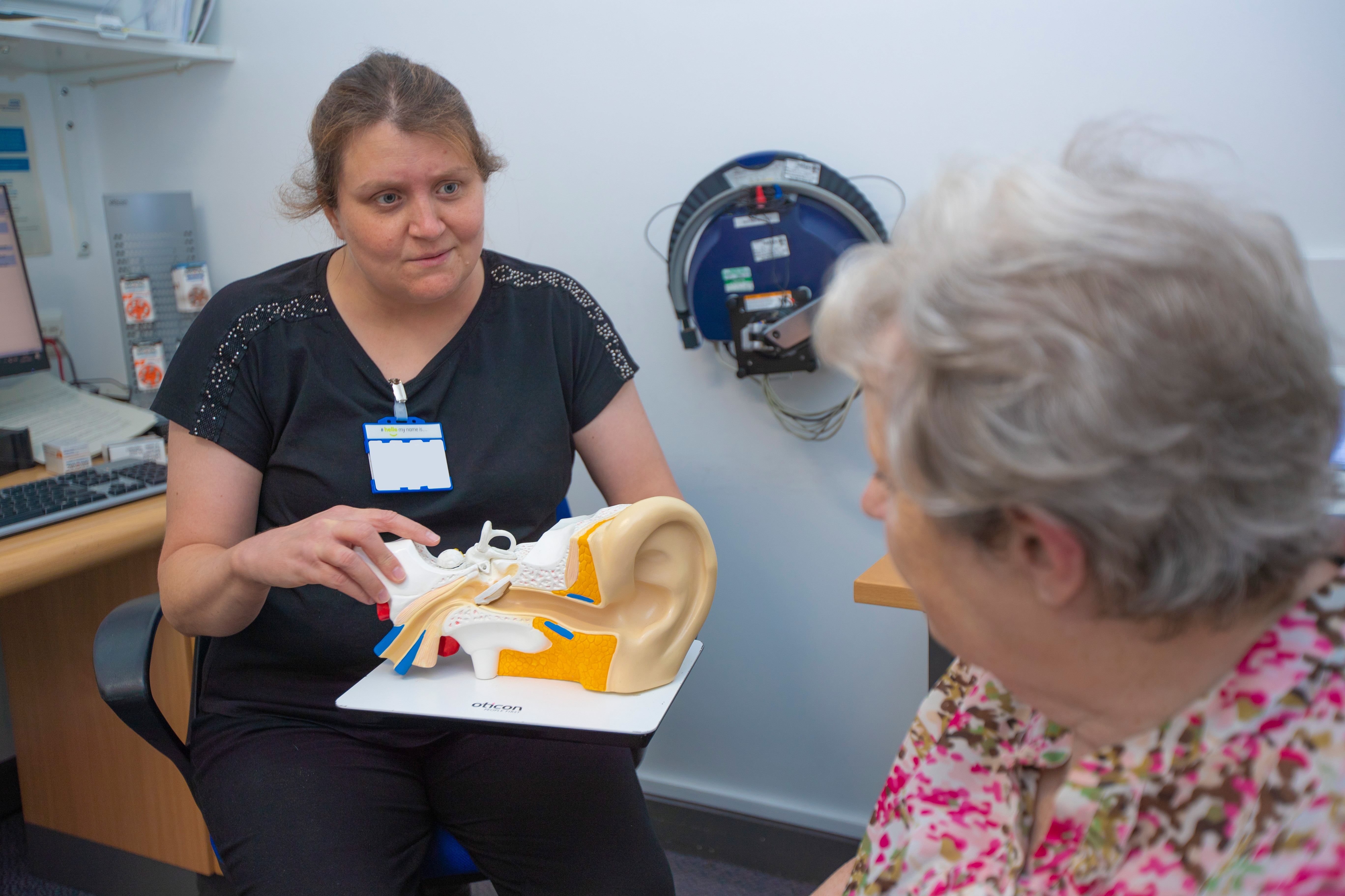 Member of staff and patient during hearing therapy appointment
