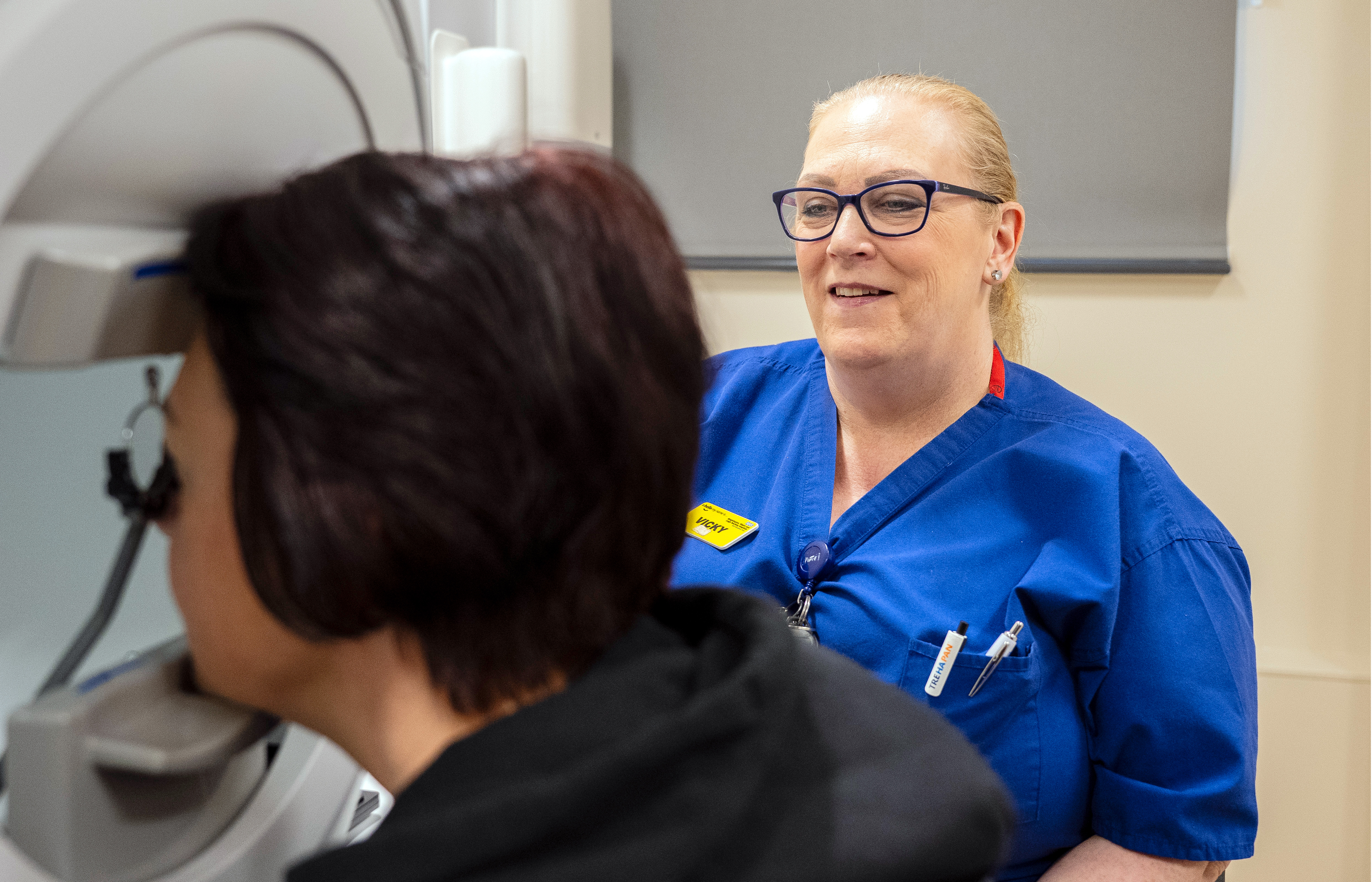 Patient having an eye examination