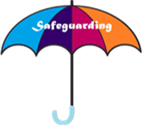 Image of a colourful umbrella with the word safeguarding across it